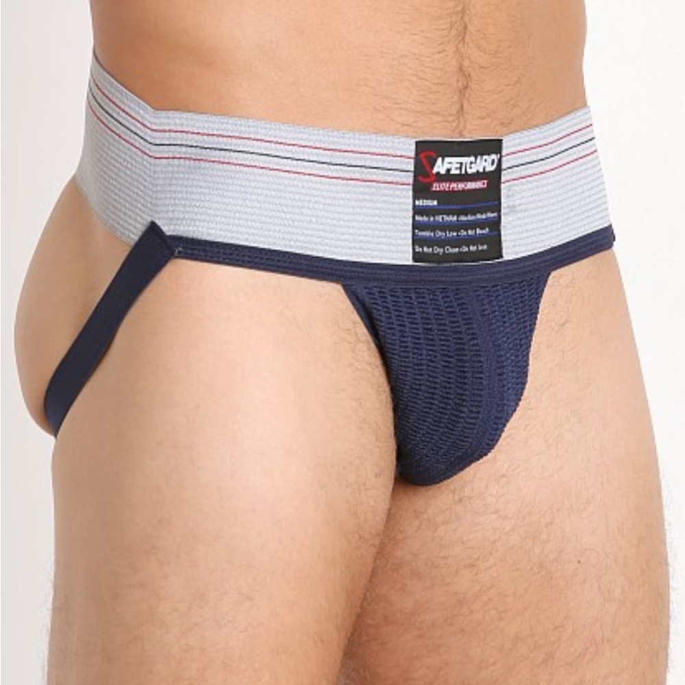 SafeTGard Navy Blue & Grey Athletic Supporter Jockstrap